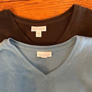 Pure Jill Black and Blue V-Neck Tops